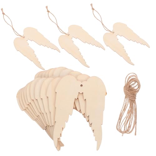 Beatifufu 20 Stück Teiliges Unvollendetes Holzflügel Loch Engelsflügel Holz-dekorationen zum Bemalen DIY Anhänger für Weihnachten Hochzeit Party Vielseitige Bastelornamente von Beatifufu