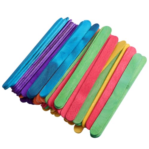 Beatifufu 200 Stück Bunte Holzstäbchen für DIY Basteln Glatte Oberfläche Wiederverwendbar Leicht und Praktisch für Kreative Handwerksprojekte von Beatifufu