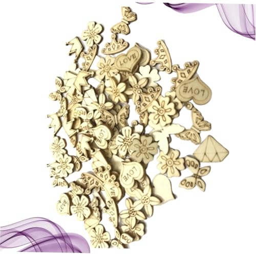 Beatifufu 200 Stück Holzornamente mit Krone Blume Schmetterling und Herz Naturbelassene Holzscheiben zum Basteln DIY Deko für Hochzeit Party Kinderhandwerk und Kreative Projekte von Beatifufu