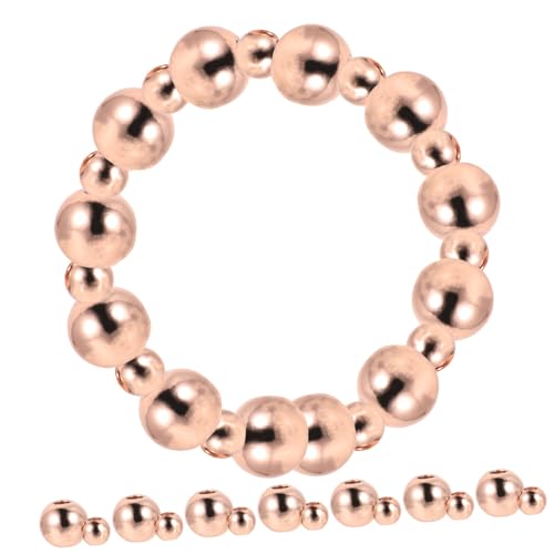 Beatifufu 200 Stück Kupfer Spacer Perlen Rund Metall Zwischenstücke für DIY Schmuck Armbänder Halsketten Zubehör Rosa Goldfarben von Beatifufu