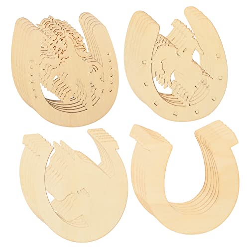 Beatifufu 24 Stück Diy Holzscheiben im Pferdehuf Design Unvollendete Holzplatten für Bastelprojekte Kreative Dekoration und für von Beatifufu