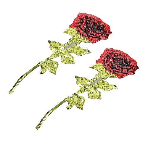 Beatifufu 2Stücke Rosen Patches zum Aufbügeln Pailletten Applikationen für Kleidung Taschen und Handarbeiten Langlebiges Material DIY Dekoration von Beatifufu