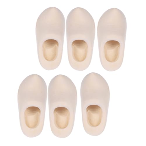 Beatifufu 3 Paare Mini Holzschuhe aus Naturholz für Puppenhaus Dekoration DIY Bastelzubehör Holzschuh Deko Miniatur Puppenhaus Zubehör von Beatifufu