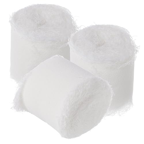 Beatifufu 3 Rollen Chiffonband mit Fransen Yards Seidiges Geschenkband für Hochzeitseinladungen Blumensträuße DIY Dekoration und Geschenkverpackungen von Beatifufu