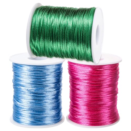 Beatifufu 3 Rollen Häkelgarn Polyester für DIY Projekte pro Grün Rosa für Untersetzer Kissenbezüge und Mehr von Beatifufu