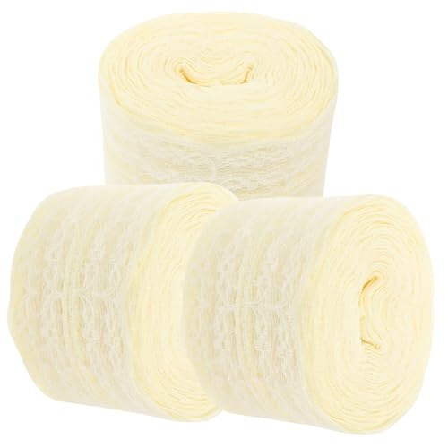 Beatifufu 3 Rollen Spitzenbesatz Breit nicht Elastische Spitzenborte für Kleidung und DIY Basteln Beige Spitzenband für Nähen Dekoration Geschenkverpackung und Handwerksprojekte von Beatifufu