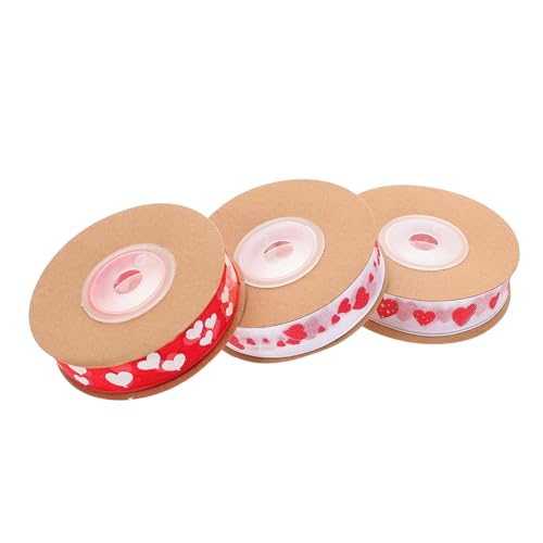 Beatifufu 3 Rollen Valentinstagsband Herzen Weiches Polyesterband mit Jacquard Muster für Diy Projekte Geschenkverpackungen und Kreative Dekorationen Geschenkband für Feierlichkeiten von Beatifufu