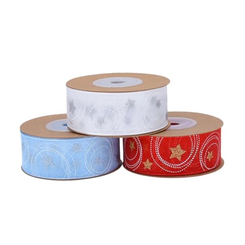 Beatifufu 3 Rollen Weihnachtssternband aus Polyester Geschenkband mit Kreis Sternmuster Festliches Dekoband für DIY Basteln Weihnachtsfeier Geschenkverpackung Partydeko Beatifufu 3 Rollen Weihnachtssternband aus Polyester Geschenkband mit Kreis Sternmuster Festliches Dekoband für DIY Basteln Weihnachtsfeier Geschenkverpackung Partydeko von Beatifufu