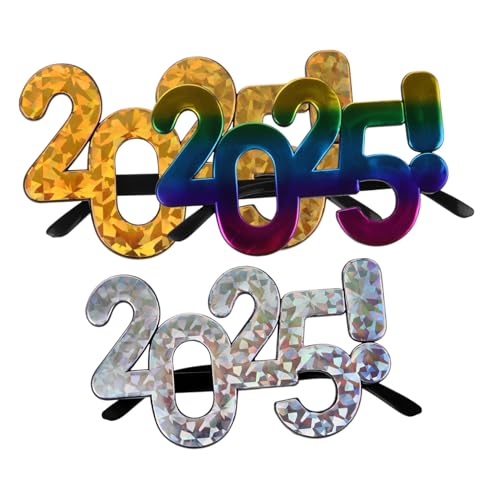 Beatifufu 3 Stück Partybrillen Bunte Neujahrsbrillen mit Stylischem Zahlen-design Leicht und Kompakt für Silvester und Festivaleinsatz von Beatifufu