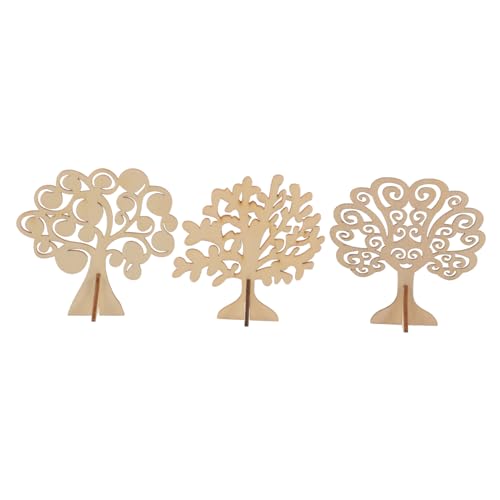 Beatifufu 3 Stück Teiliges DIY Holzbaum Anhänger Baumförmige Holzscheiben mit Glatten Kanten für Basteln Kunstprojekte Natürliche Holzdeko Geschenkidee von Beatifufu