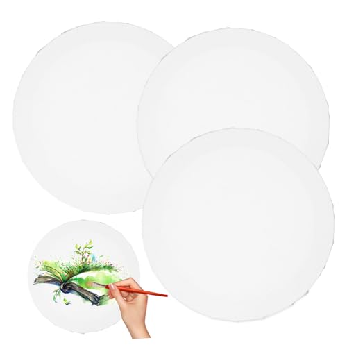 Beatifufu 3 Stück Teiliges Rundes Leinwand Baumwoll leinen Robuste Malbretter für Öl Acrylfarben Vielseitige DIY Canvas Boards zum Bemalen und Basteln von Beatifufu