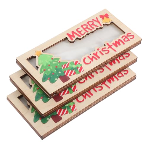 Beatifufu 3 Stück Teiliges Weihnachtsgeldhalter aus Holz Stabiles DIY Bargeldhalter Ornament mit Festlichen Mustern Handliche Geschenkidee für Weihnachtsfeiern und Persönliche Geldgeschenke von Beatifufu