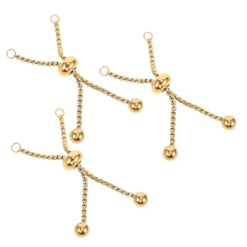Beatifufu 3 Stück Verstellbare Armbandverlängerungsketten mit Perlen Diy Schmuck Zubehör für Einstellbare Armbänder Gold Passend für Verschiedene Handgelenkgrößen von Beatifufu
