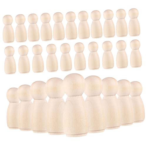 Beatifufu 30 Stück Teiliges Blanko Holzpuppen Unbemalt DIY Bastelset für Malspaß Handbemalte Holzfiguren Bastelmaterial für Mädchen Jungen von Beatifufu