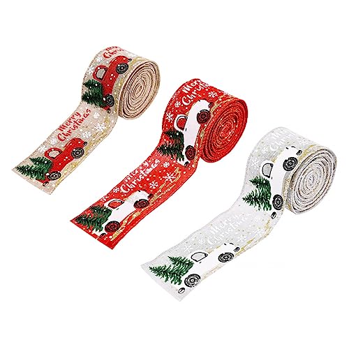 Beatifufu 3Rollen Weihnachtsgeschenkband Dekorationsband für Geschenkverpackungen DIY Projekte und Festliche von Beatifufu