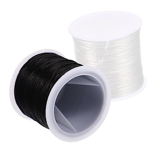 Beatifufu 4 Rollen Teiliges Elastische Schmuckfäden Flach für Armbandherstellung Dehnbare Perlen Schnur in Weiß und Schwarz Reißfestes DIY Bastelmaterial für Halsketten und Handketten von Beatifufu