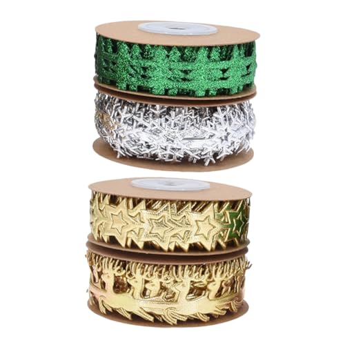 Beatifufu 4 Rollen Weihnachtsband mit Glitzer Prägung mit Rentier Schneeflocken Robustes Stoffband für Geschenkverpackungen Weihnachtsbaumdeko DIY Basteln und Festliche Schleifen Beatifufu 4 Rollen Weihnachtsband mit Glitzer Prägung mit Rentier Schneeflocken Robustes Stoffband für Geschenkverpackungen Weihnachtsbaumdeko DIY Basteln und Festliche Schleifen von Beatifufu