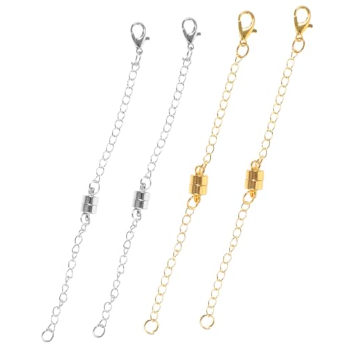 Beatifufu 4 Stück Magnetische Halskettenverlängerung Kurze Gold Weißfarbene Kettenverlängerer mit Verschluss DIY Schmuckverlängerung für Armband Halsketten Stabile Magnetverschlüsse von Beatifufu