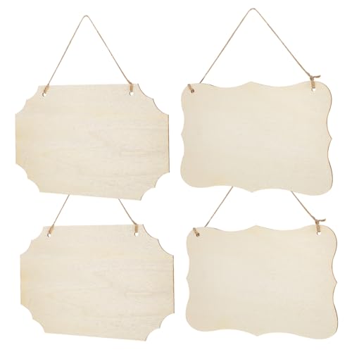 Beatifufu 4 Stück Teiliges Blanko Holzschilder mit Vorgebohrten Löchern Vielseitige DIY Türschilder aus Stabilem Holz Unbehandelte Holzplatten zum Bemalen Basteln und Dekorieren von Türen von Beatifufu