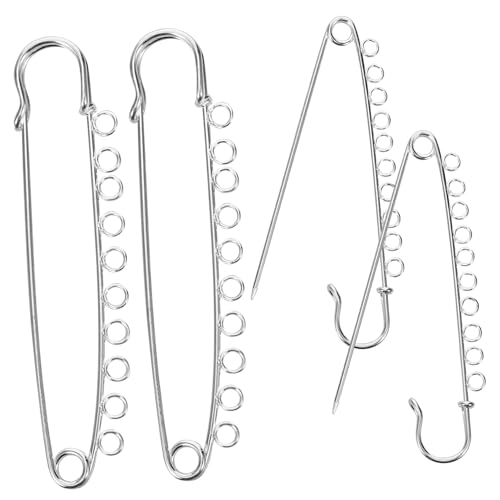 Beatifufu 4 Stück Teiliges Silberne Sicherheitsnadeln mit Schlaufen Metallbroschen Pins mit Löchern Vielseitig für DIY Schmuck Kleidung Schals Cardigans und Bastelarbeiten Beatifufu 4 Stück Teiliges Silberne Sicherheitsnadeln mit Schlaufen Metallbroschen Pins mit Löchern Vielseitig für DIY Schmuck Kleidung Schals Cardigans und Bastelarbeiten von Beatifufu