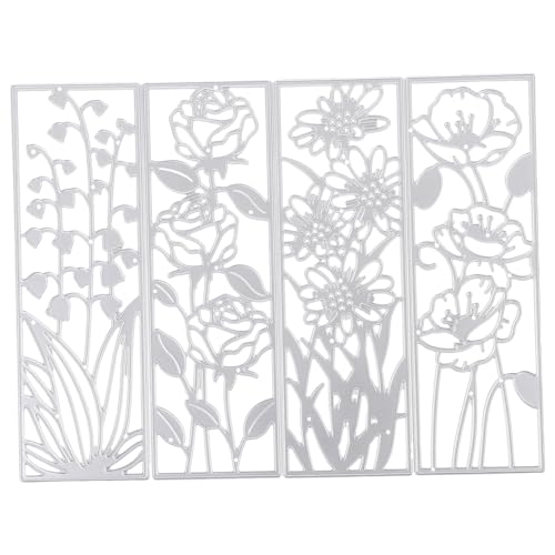 Beatifufu 4 Stück Teiliges Stanzformen Blumenmotiv Carbonstahl Prägeschablonen für DIY Karten Scrapbooking Lesezeichen Basteln Langlebig und Einfach zu Verwenden von Beatifufu