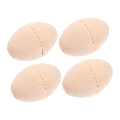 Beatifufu 4 Stück Teiliges Unbemalte Holz Ostereier Hohl für Diy Handbemalung Kreative Bastel Eier Naturholz Kompakt und Leicht für Osterdeko für Personalisierte Osterkunst von Beatifufu