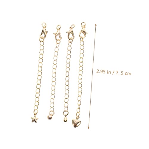 Beatifufu 4 Stück Teiliges Vergoldetes Verlängerungsketten mit Karabinerverschluss Kupfer Schmuckverlängerung für Armbänder und Fußketten Langlebig Farbbeständig für DIY Schmuckherstellung von Beatifufu
