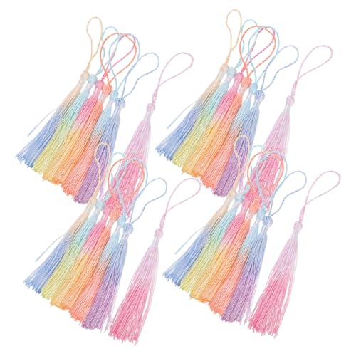 Beatifufu 40 Stück Teiliges Handgefertigtes Lesezeichen Farbverlaufenden Mini-quasten Bunte Handwerkliche Anhänger für Diy-buchzeichen und Kreative Bastelprojekte von Beatifufu