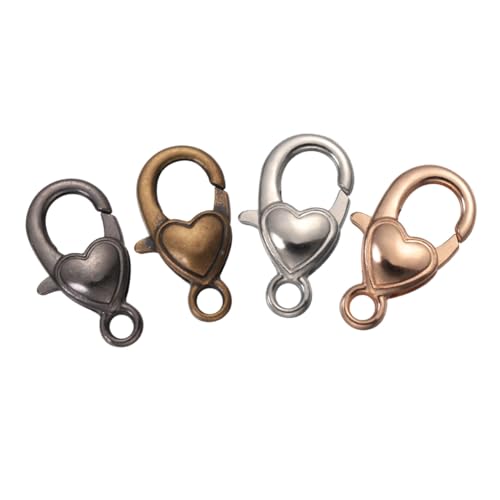 Beatifufu 40 Stück Teiliges Karabinerverschlüsse in Herzform aus Langlebiger Legierung für Schmuckherstellung und Schlüsselanhänger DIY Vielseitig Einsetzbar für Taschen Armbänder Halsketten von Beatifufu