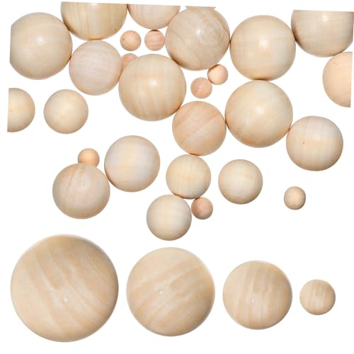 Beatifufu 40Stücke Runde Holzkugeln Naturholz für DIY Bastelprojekte Unbehandelte Große Holzperlen ohne Löcher zum Auffädeln und Dekorieren von Beatifufu