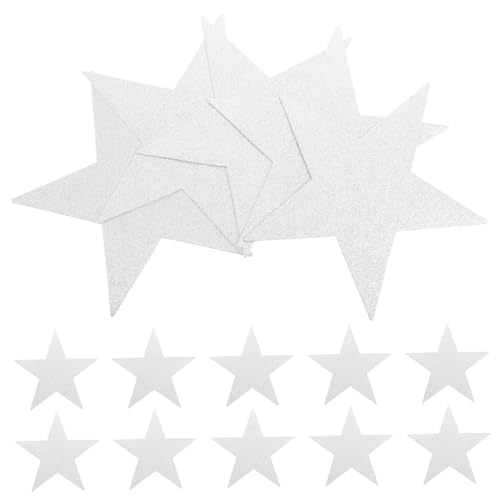 Beatifufu 48 Stück Teiliges Silberne Glitzer Stern Dekorationen aus Papier Robuste Handbeschreibbare Stern Ausschnitte für Pinnwände Klassenzimmerwände und Bastelprojekte Vielseitig von Beatifufu