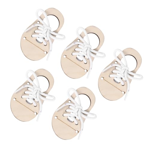 Beatifufu 5 Sätze DIY Holzchips Schuhe Form Unvollendete Holzrohlinge Holz Basteldekoration für Originelles Bemalen und Basteln Eltern junge Mädchen von Beatifufu