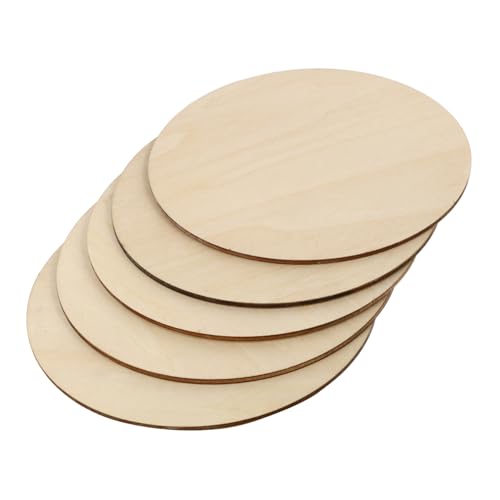 Beatifufu 5 Stück Runde Holzscheiben Unbehandelte Holzplatten für DIY Basteln Stabile Holzkreise zum Bemalen Schreiben Dekorieren Vielseitige Holzrohlinge für Handwerk von Beatifufu