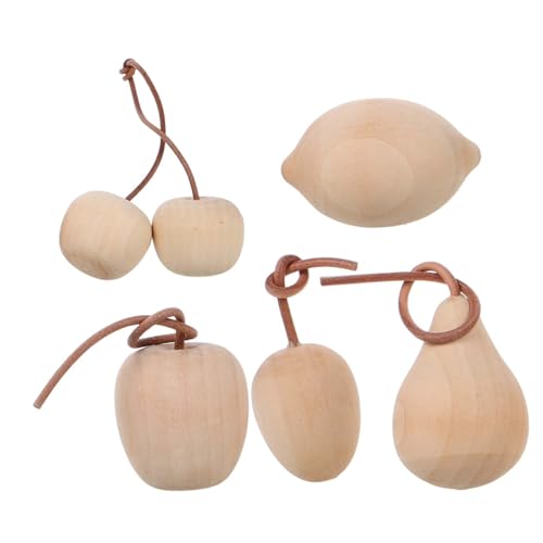 Beatifufu 5 Stück Teiliges DIY Holzfrüchte Unbemalt zum Bemalen Obst Dekorationen für Kreative Bastelarbeiten Handbemalbar für Wohn Kinderzimmergestaltung von Beatifufu