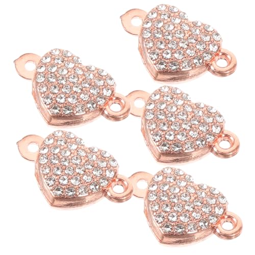 Beatifufu 5 Stück Teiliges Herzverschluss Legierung in Roségold Magnetische Schmuckverbinder für DIY Armbänder und Halsketten Eleganter Herz magnetverschluss Kompatibel mit Meisten Ketten von Beatifufu