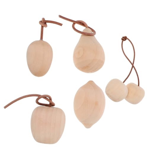 Beatifufu 5 Stück Unfertige Holzfrüchte DIY für Kreative Graffiti Dekoration Leichte Handliche Holzornamente Birne Apfel Zitrone Kirsche Kiwi zum Bemalen und Basteln von Beatifufu