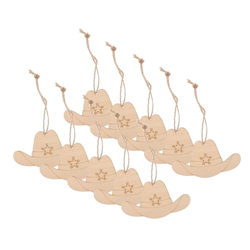 Beatifufu 50 Stück Cowboyhut Holzanhänger zum Bemalen Blanke Holzscheiben für DIY Basteln Kinderfreundlich Vielseitig für Westernpartys Weihnachtsbaum-deko Einfache Montage Kreative von Beatifufu