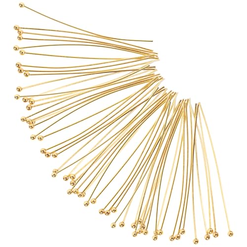 Beatifufu 50 Stück Goldene Edelstahl Kugelkopf pins für Schmuckherstellung DIY Ohrring Armband Anhänger Schlüsselanhänger Zubehör Langlebig und Vielseitig für Bastler von Beatifufu