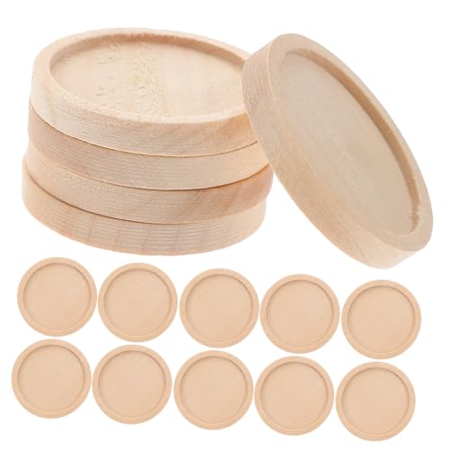 Beatifufu 50 Stück Holzrundschalen Anhängerschalen Außendurchmesser Innendurchmesser Khaki Schmuck Bastelbasis für Broschennadeln DIY Schmuckherstellung und Handwerksprojekte von Beatifufu