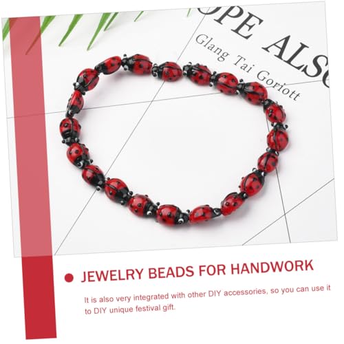 Beatifufu 50 Stück Ladybug Glasperlen für Schmuckherstellung Stabile Rote DIY Perlen mit Handgefertigte Bastelperlen für Armbänder und Anhänger Dekorative Insekten Muster für Kreative von Beatifufu