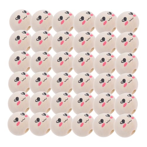 Beatifufu 50 Stück Lächelnde Holzperlen für DIY Bastelprojekte Runde Spacer Perlen für Schmuckherstellung Heimdekoration und Kreative Kunstprojekte von Beatifufu