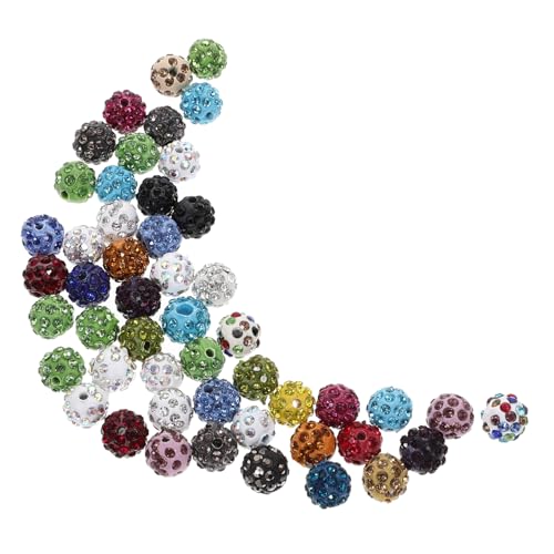 Beatifufu 50 Stück Runde Disco Ball Strass Spacer Perlen für Schmuckherstellung DIY Armband Halskette Basteln Mix Farben von Beatifufu
