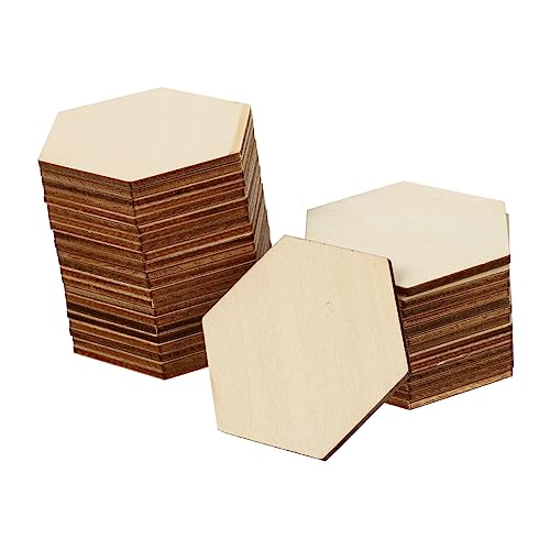 Beatifufu 50 Stück Sechseckige Holzformen Buchenholz Dekorative Ornamente für Diy Bastelarbeiten Hochzeiten Geburtstagsfeiern und Weihnachten von Beatifufu