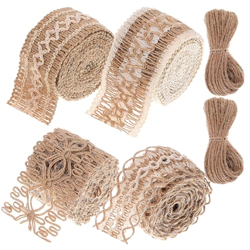 Beatifufu 6 Rollen Vintage Spitzenband Teilig mit Natur Baumwollspitze und Juteband für DIY Blumenarrangements Garten Dekoration Handwerk Beatifufu 6 Rollen Vintage Spitzenband Teilig mit Natur Baumwollspitze und Juteband für DIY Blumenarrangements Garten Dekoration Handwerk von Beatifufu