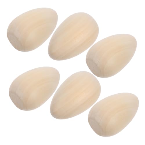 Beatifufu 6 Stück Ostern-doodle-eier Party-ei-dekorationen Dekorateur Szene Gesprenkelt Jumbo Groß Unvollendet Hängend Geformt Token Party-eier-dekorationen Khaki Holz von Beatifufu