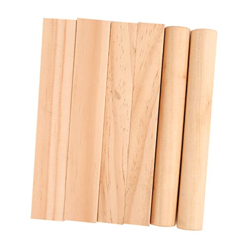 Beatifufu 6 Stück Teiliges DIY Holzschnitzset aus Naturbelassenem Holz mit Runder und Rechteckiger Maserung Leichte Robuste Holzblöcke und Stäbe für Handwerk Malerei Heimdekoration und von Beatifufu