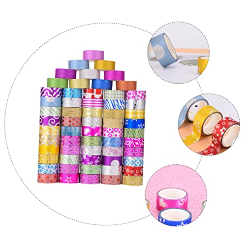 Beatifufu 60 Rollen Buntes Washi Tape mit Glitzer Dekoratives Leicht Abreißbares DIY Klebeband für Scrapbooking Notizbücher Planer und Kreative Bastelprojekte pro Rolle von Beatifufu