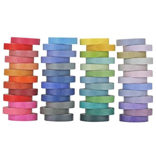 Beatifufu 60 Rollen Teiliges Farbiger Washi Klebebänder Vielseitige DIY Dekorationsbänder für Scrapbooking Geschenkverpackung Planer und Bastelprojekte Handreißbar Haftet Sauberen von Beatifufu