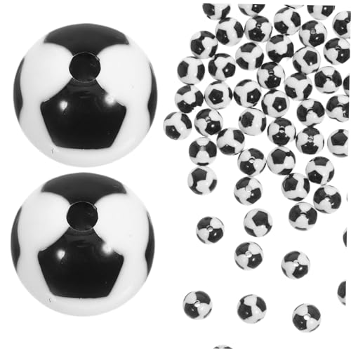 Beatifufu 60 Stück Acryl Fußballperlen Runde Sport Spacer Beads für DIY Schmuck Basteln Armbänder Halsketten Fußball-themen Accessoires von Beatifufu