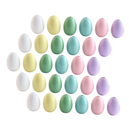 Beatifufu 60 Stück DIY Holzperlen Eierform Bunte Bastelperlen für Ostern Dekoration und Handwerk für Girlanden und Schmuckherstellung von Beatifufu